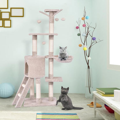 Costway 56 Inch Condo Scratching Posts Ladder Cat Play Tree