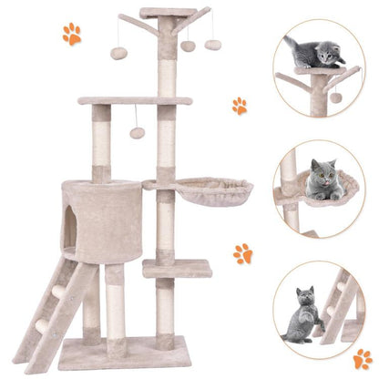 Costway 56 Inch Condo Scratching Posts Ladder Cat Play Tree