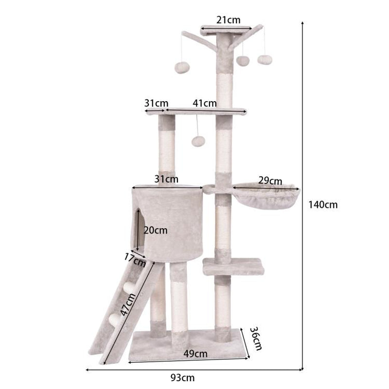 Costway 56 Inch Condo Scratching Posts Ladder Cat Play Tree